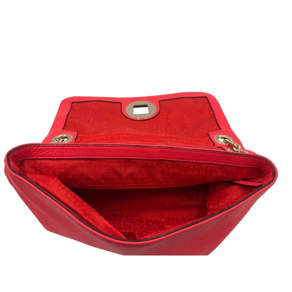 Kate Spade Emerson Place Rita Red Quilted Leather Shoulder Bag Turnlock 1ZCR9X - Picture 5 of 8